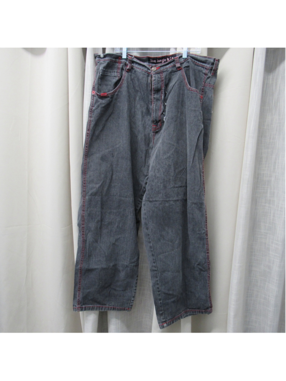 Vtg Y2K 5ive Jungle & Co Baggy Jeans Sz 46 Red Contrast Stitch Skater Hip Hop